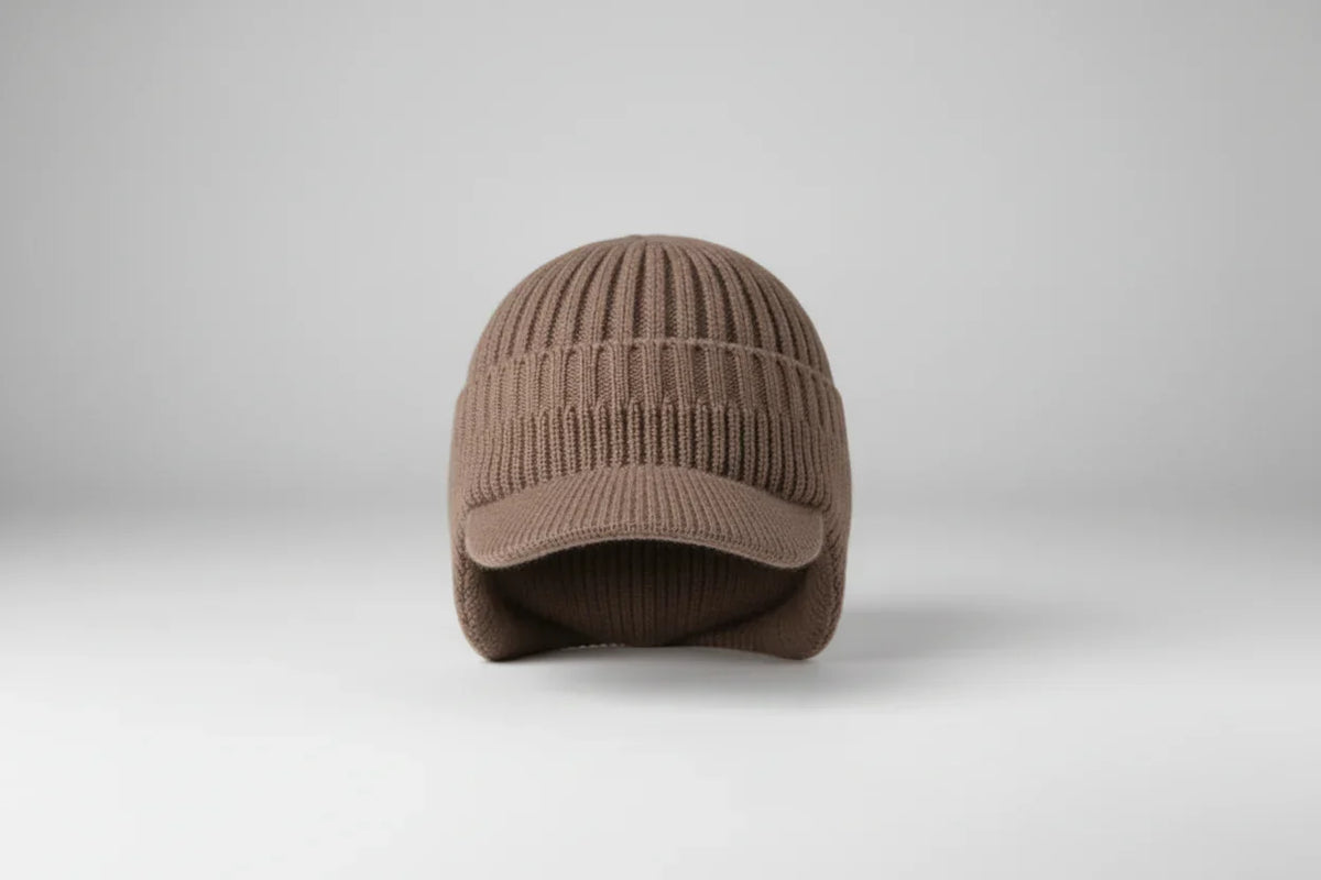 Everything winter knit visor cap with ribbed texture and structured front brim