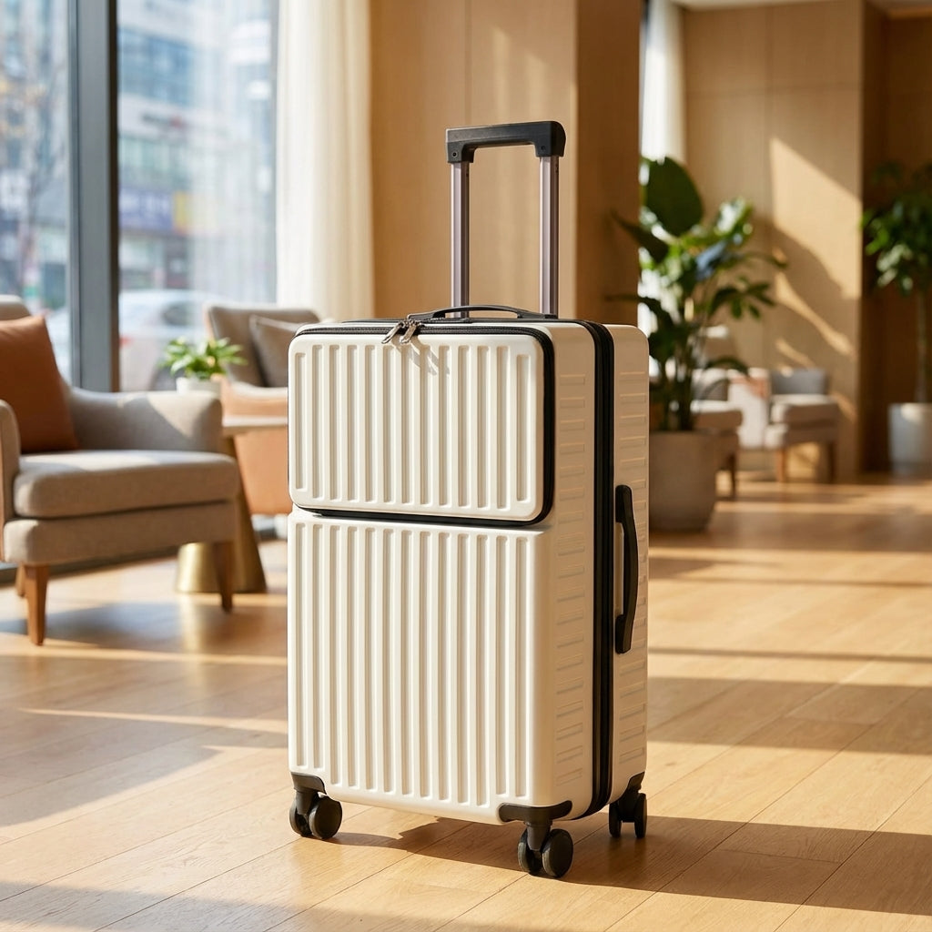 Spinner suitcase | Front pocket, hard shell | 360° wheels