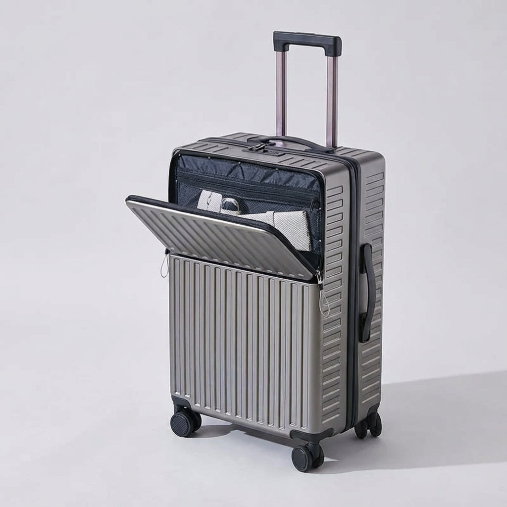 Spinner suitcase | Front pocket, hard shell | 360° wheels