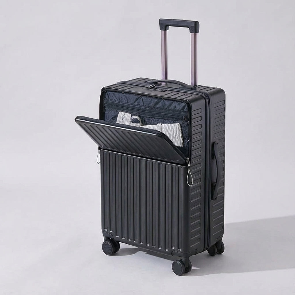 Spinner suitcase | Front pocket, hard shell | 360° wheels