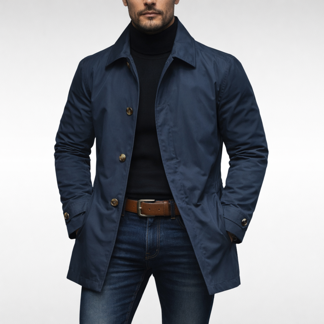 Men's Rain Jacket | Long, Water-Resistant, Regular Fit