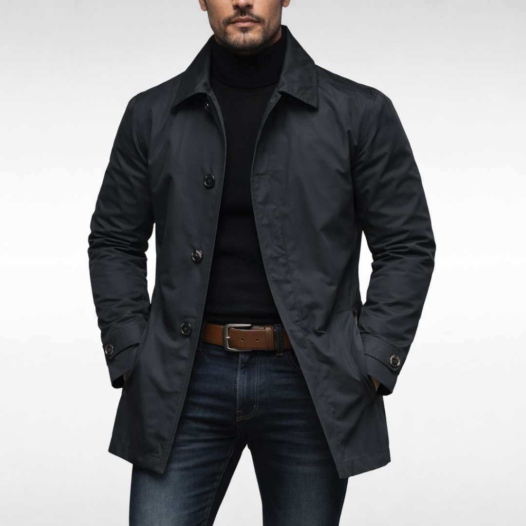 Men's Rain Jacket | Long, Water-Resistant, Regular Fit
