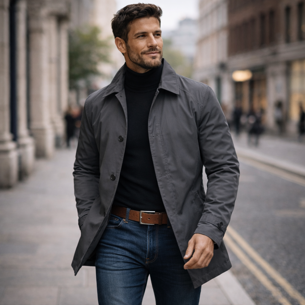 Men's Rain Jacket | Long, Water-Resistant, Regular Fit