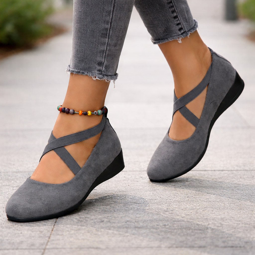 Women's Anabela shoes with comfortable elastic and elegant heel