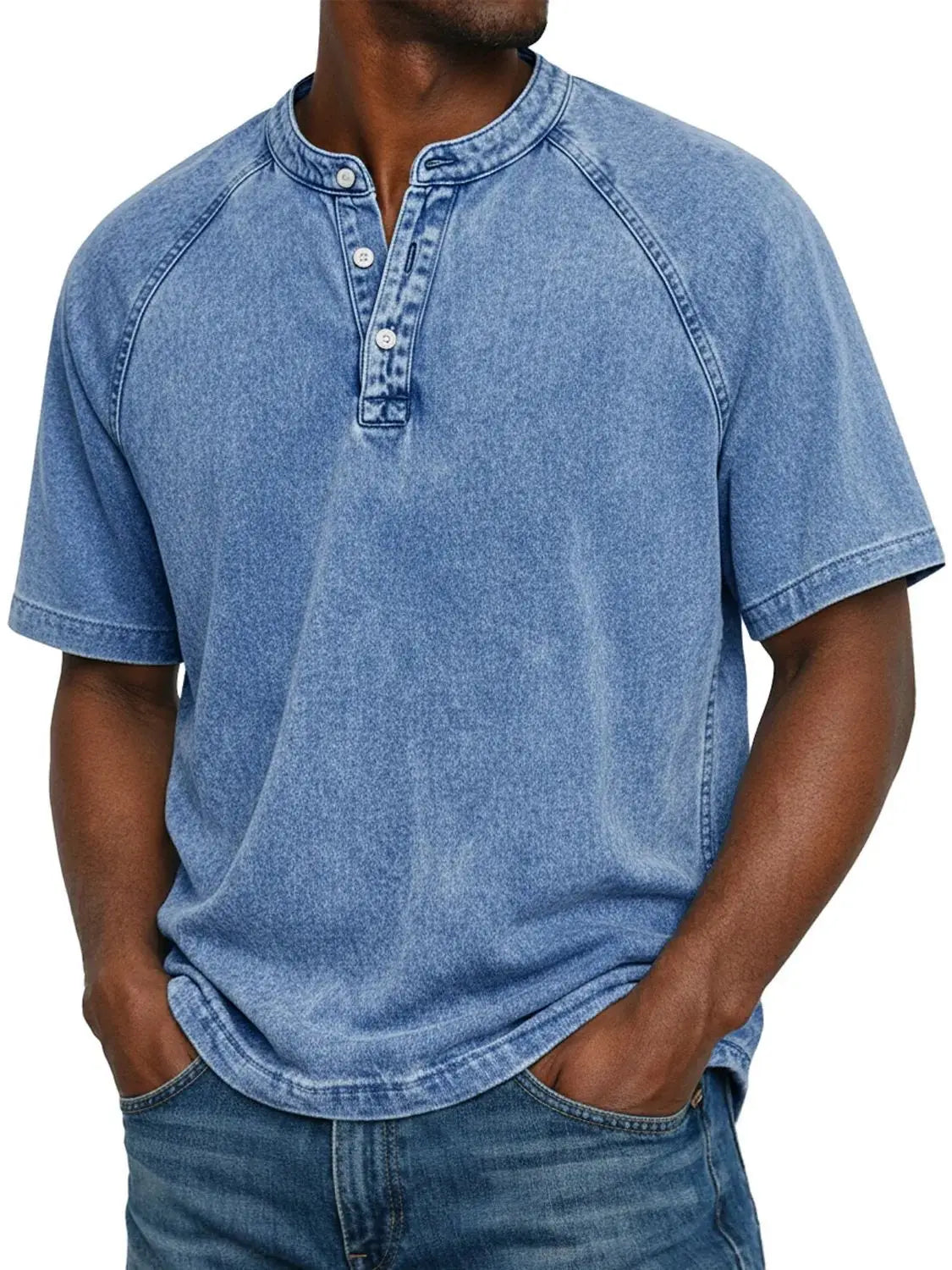 Men's Henley Shirt | Vintage Raglan Sleeve | Button Neck