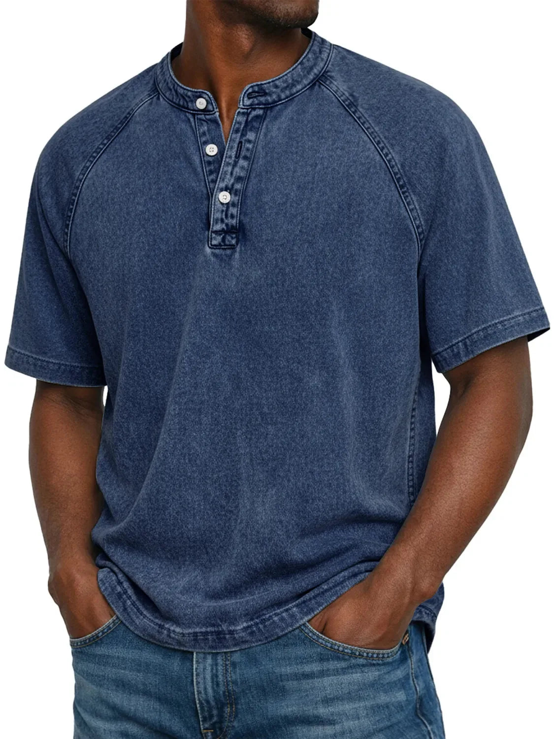Men's Henley Shirt | Vintage Raglan Sleeve | Button Neck