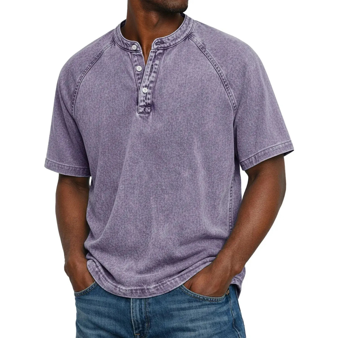 Men's Henley Shirt | Vintage Raglan Sleeve | Button Neck