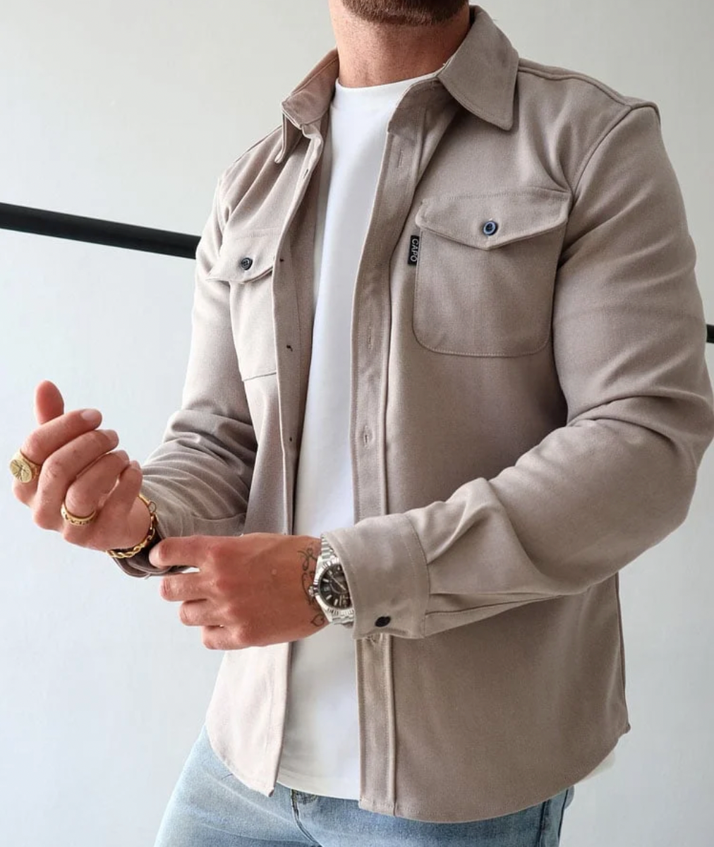 Men overshirt with chest pockets regular fit button closure
