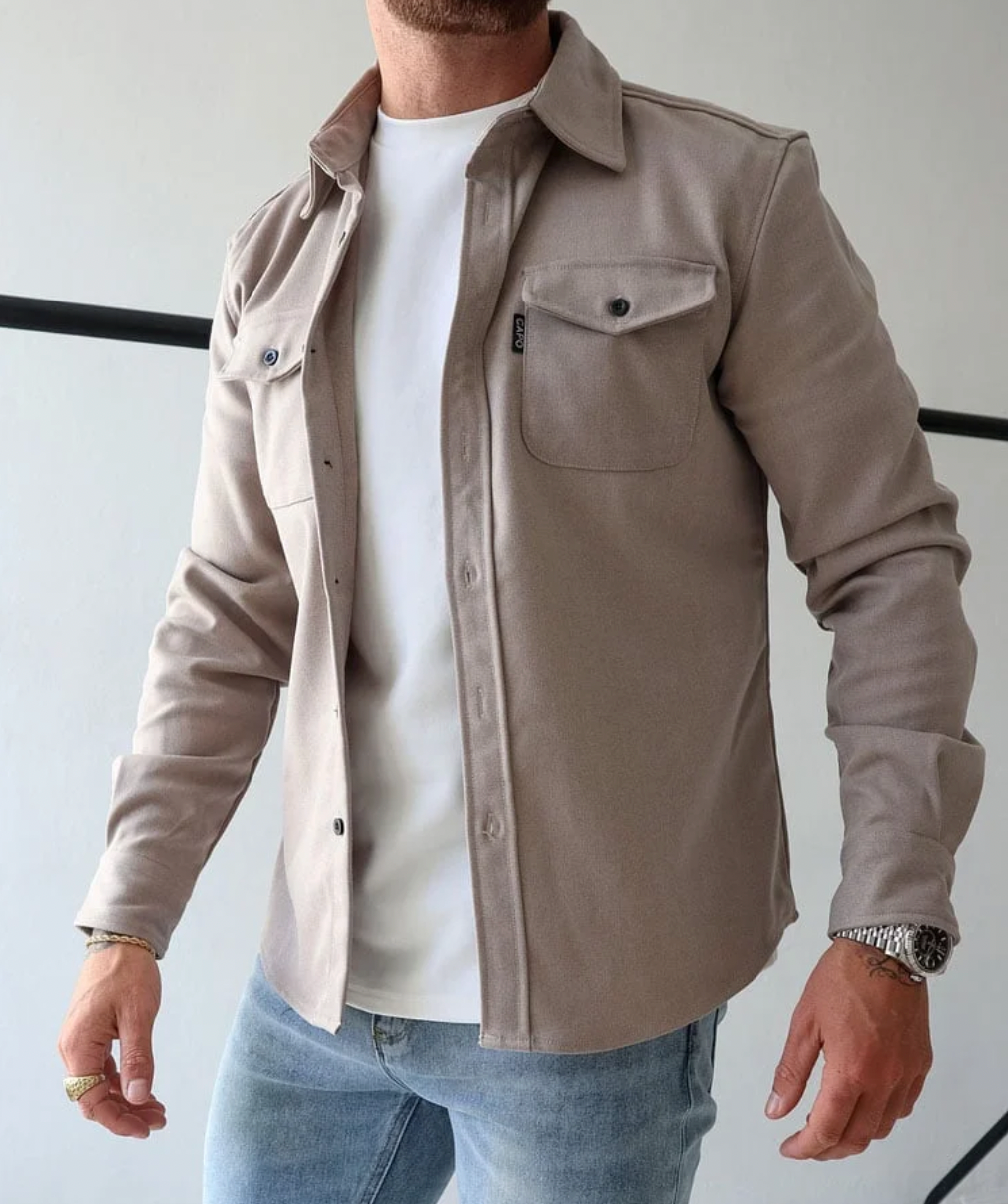 Men overshirt with chest pockets regular fit button closure