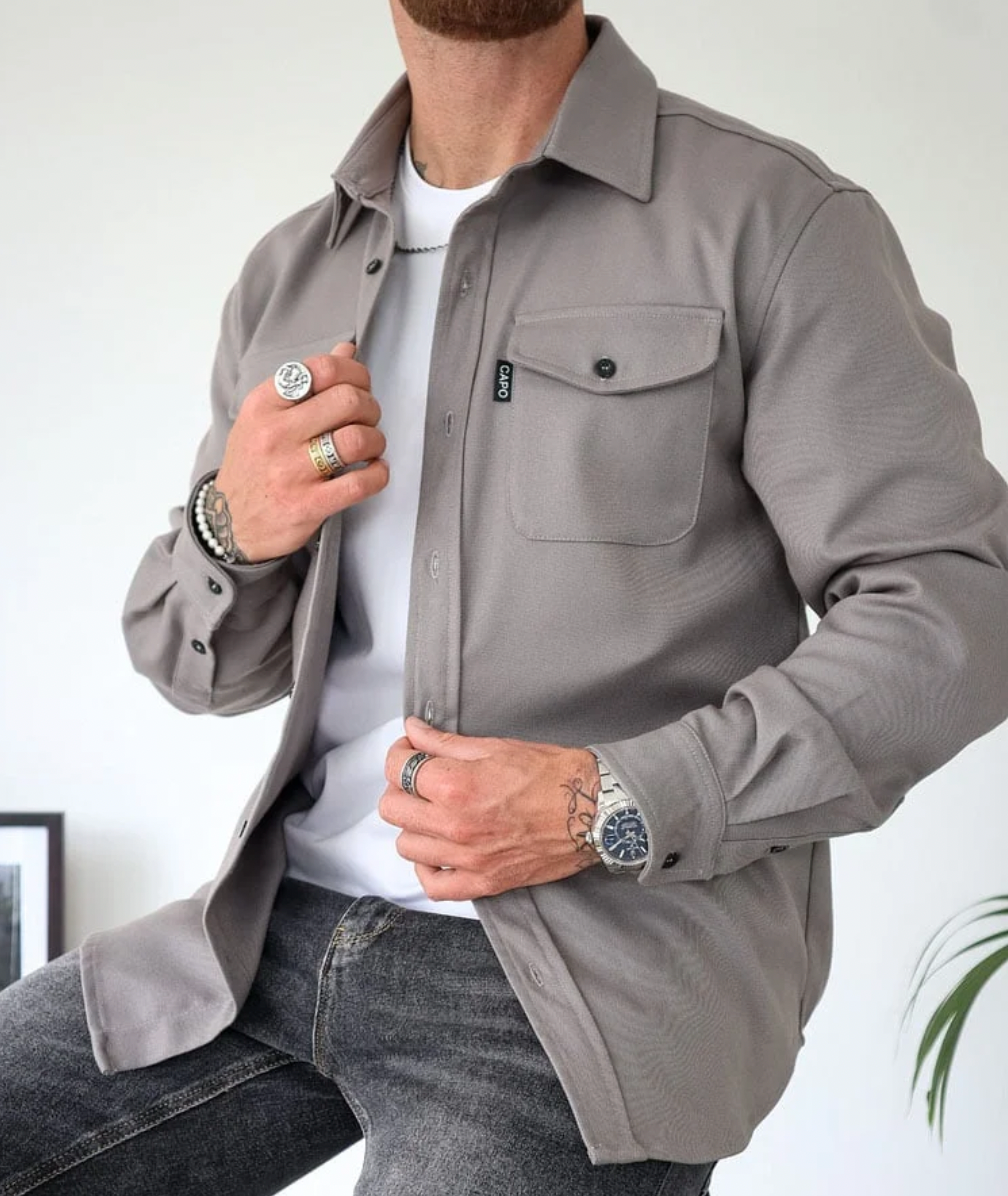 Men overshirt with chest pockets regular fit button closure