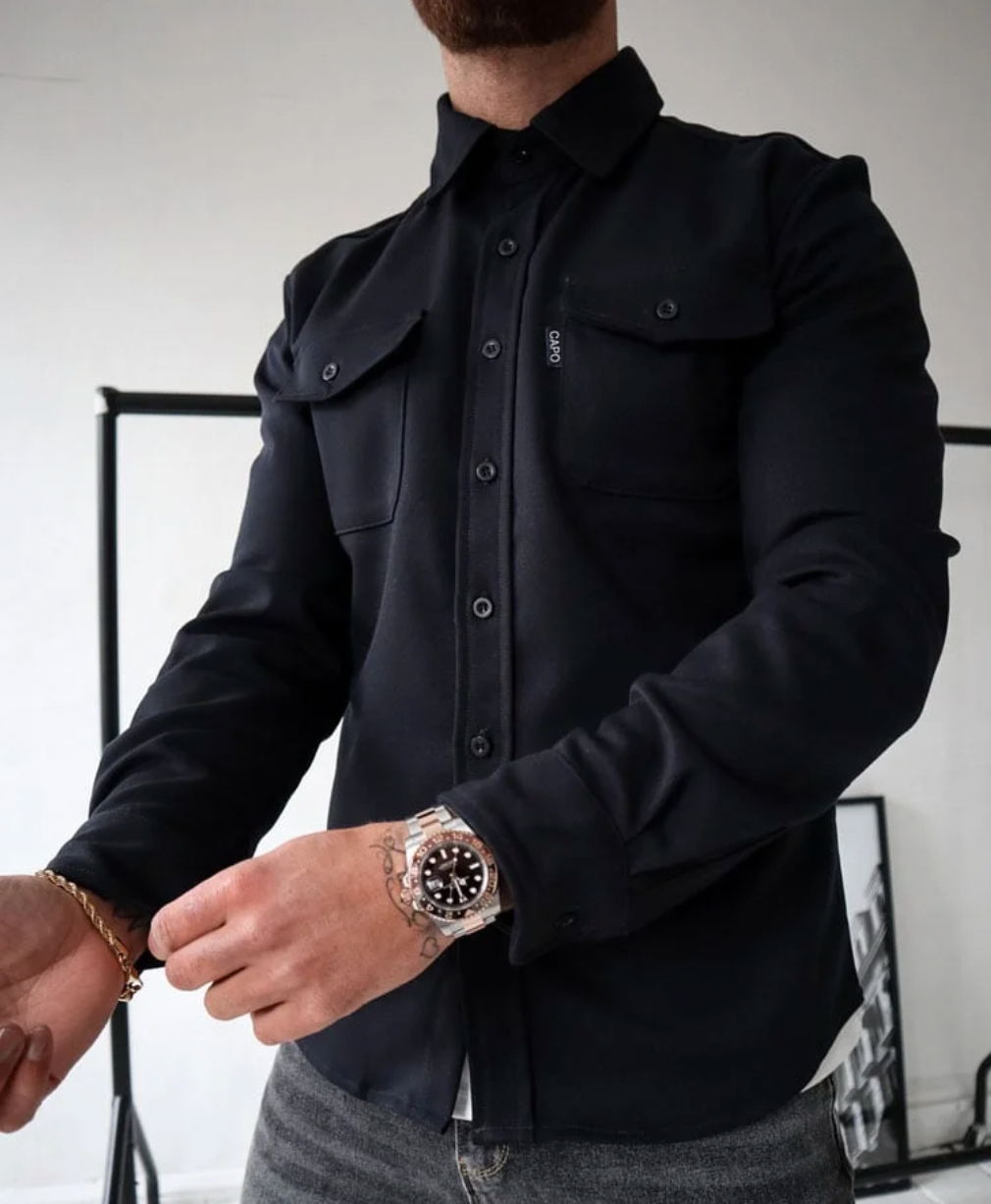 Men overshirt with chest pockets regular fit button closure