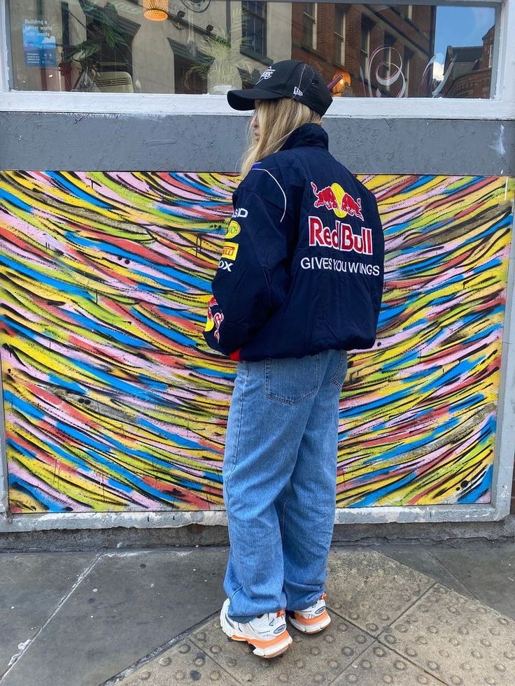 Women's Oversized Racing Jacket | Multicolor Streetwear, Retro F1 Style
