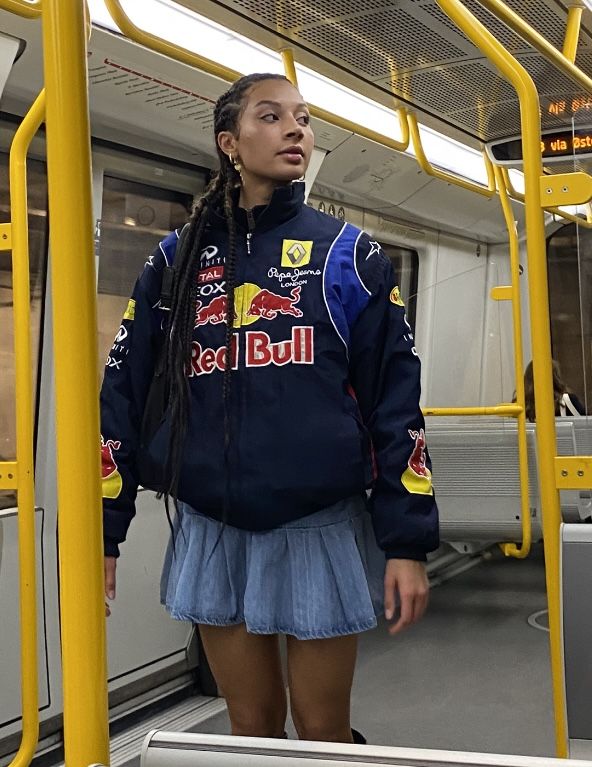 Women's Oversized Racing Jacket | Multicolor Streetwear, Retro F1 Style