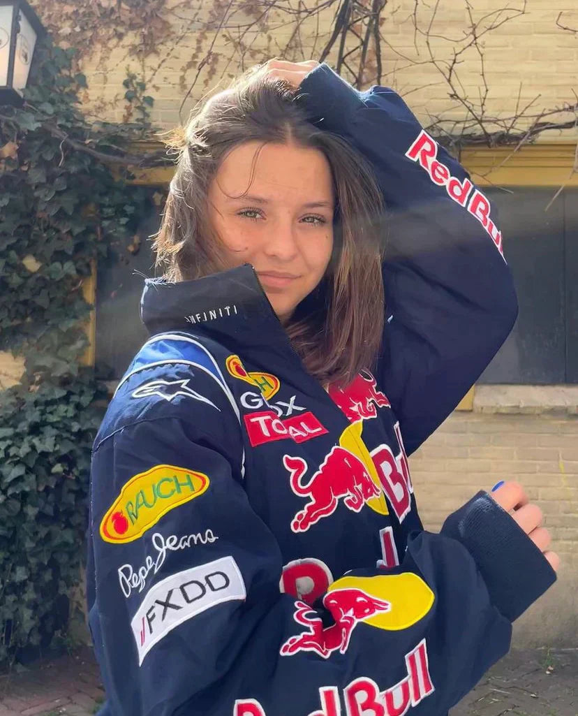 Women's Oversized Racing Jacket | Multicolor Streetwear, Retro F1 Style