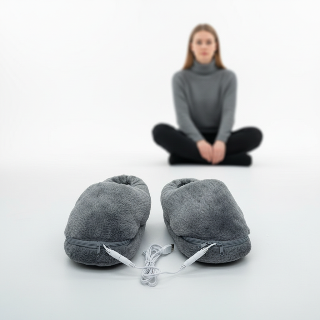 USB heated slippers unisex plush lined indoor warming winter footwear