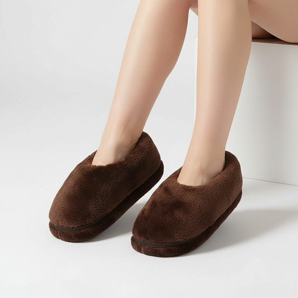 USB heated slippers unisex plush lined indoor warming winter footwear