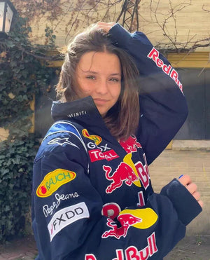 Women's Oversized Racing Jacket | Streetwear, Navy Blue