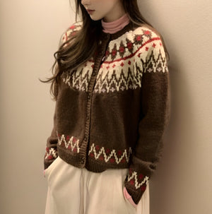 Women’s Knitted Cardigan | Icelandic Tribal Pattern | Cosy, Casual Style