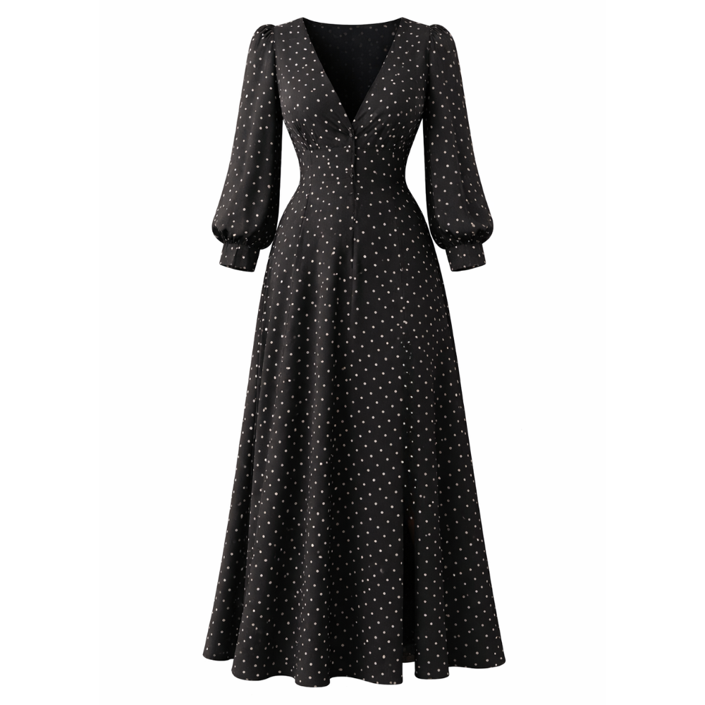 Polka Dot Dress Women's Elegant Classic Style Flowy Fit