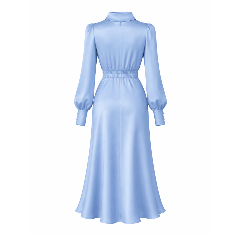 Satin Dress Long Sleeve Elegant Design