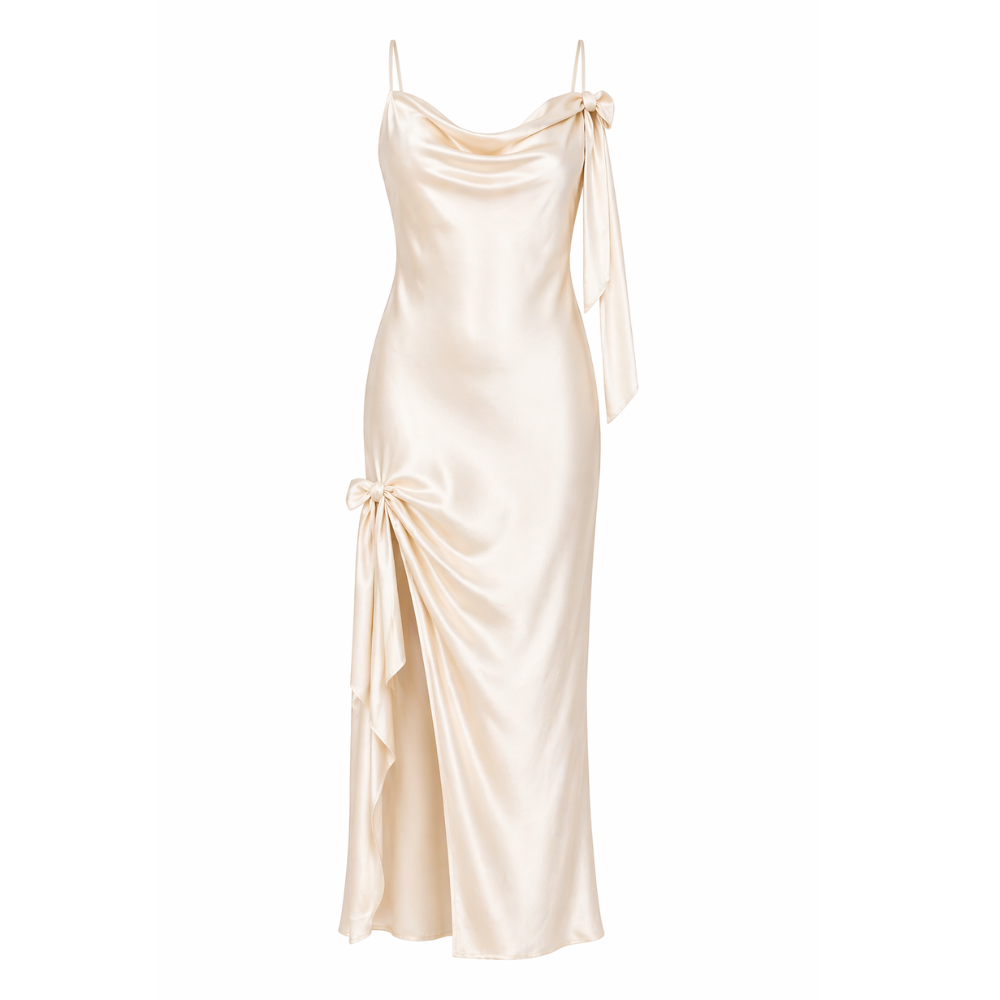 Women's Satin Dress | Elegant Ruffles, Adjustable Straps