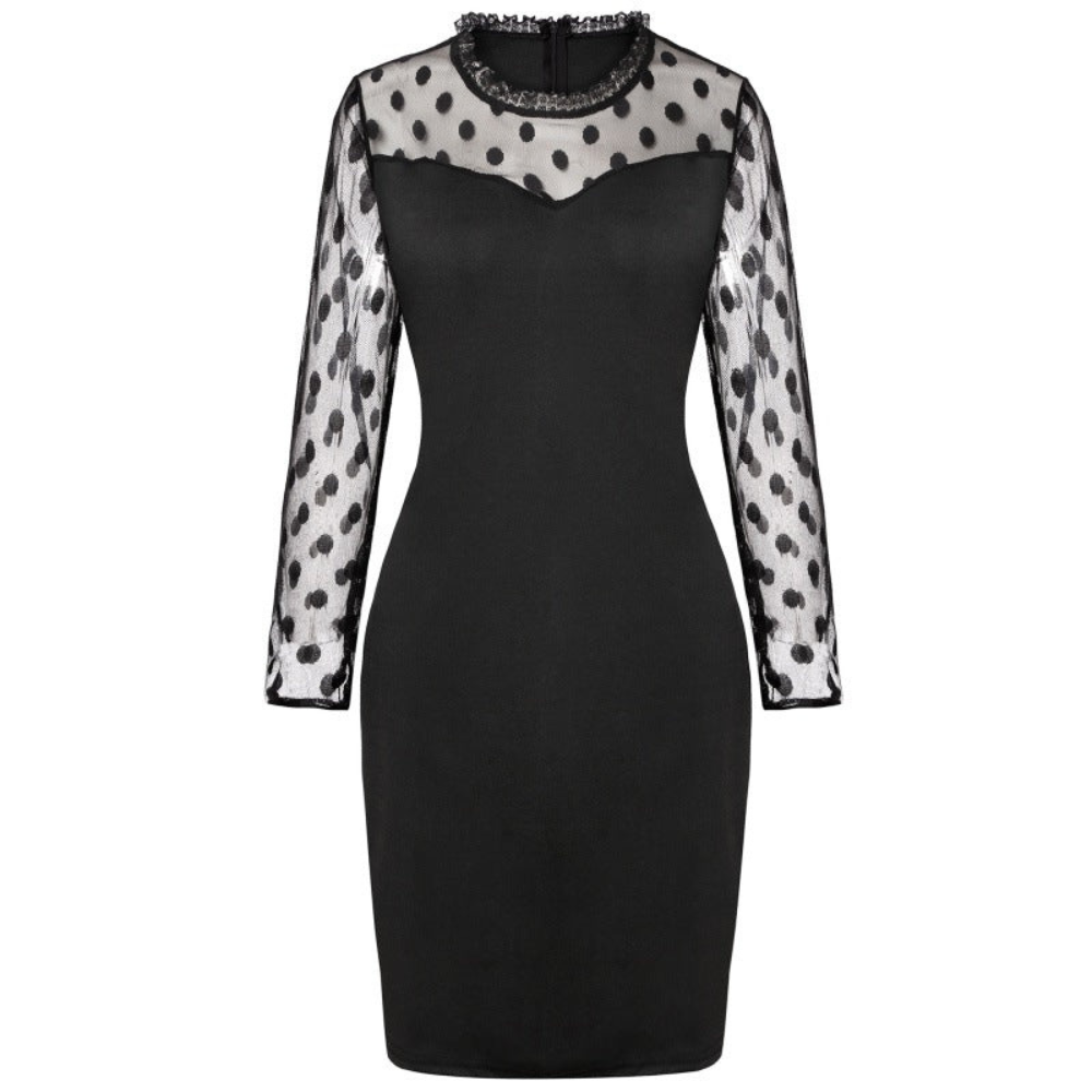 Polka Dot Dress | Transparent Sleeve | Elegant Mini Dress