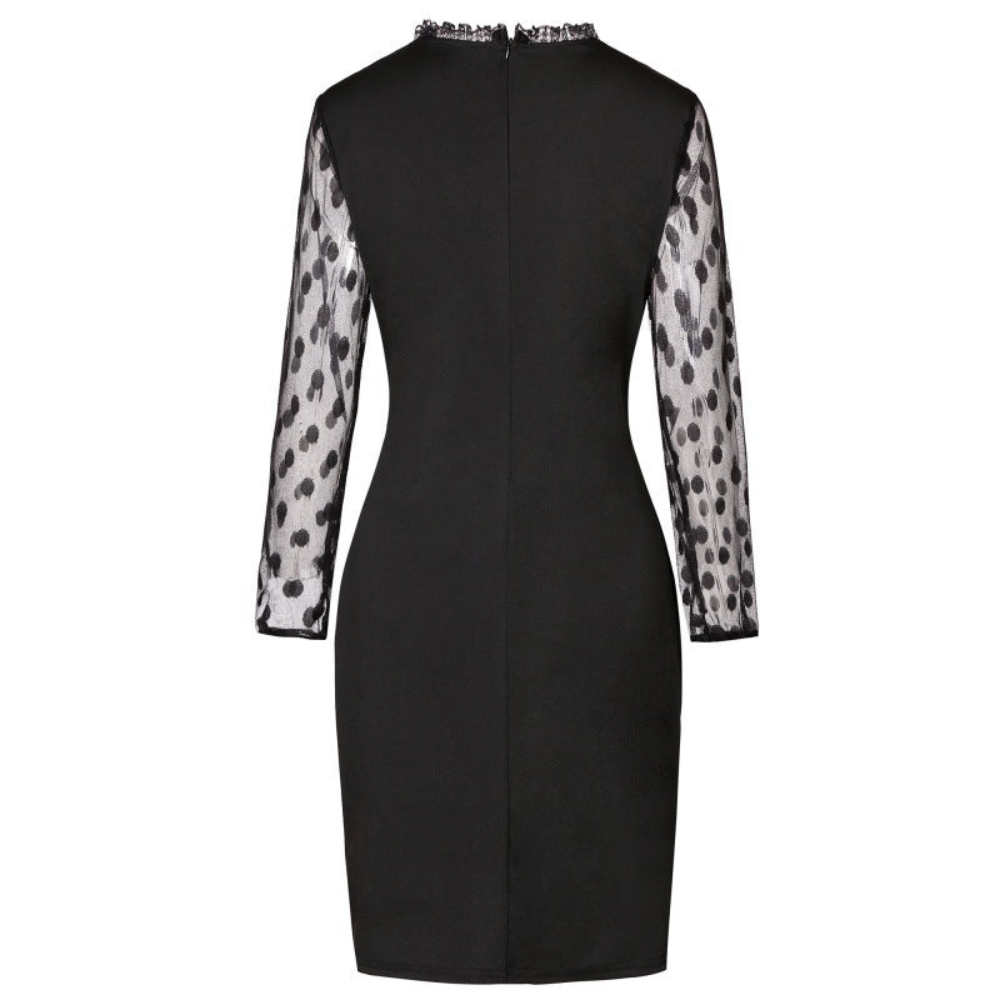 Polka Dot Dress | Transparent Sleeve | Elegant Mini Dress