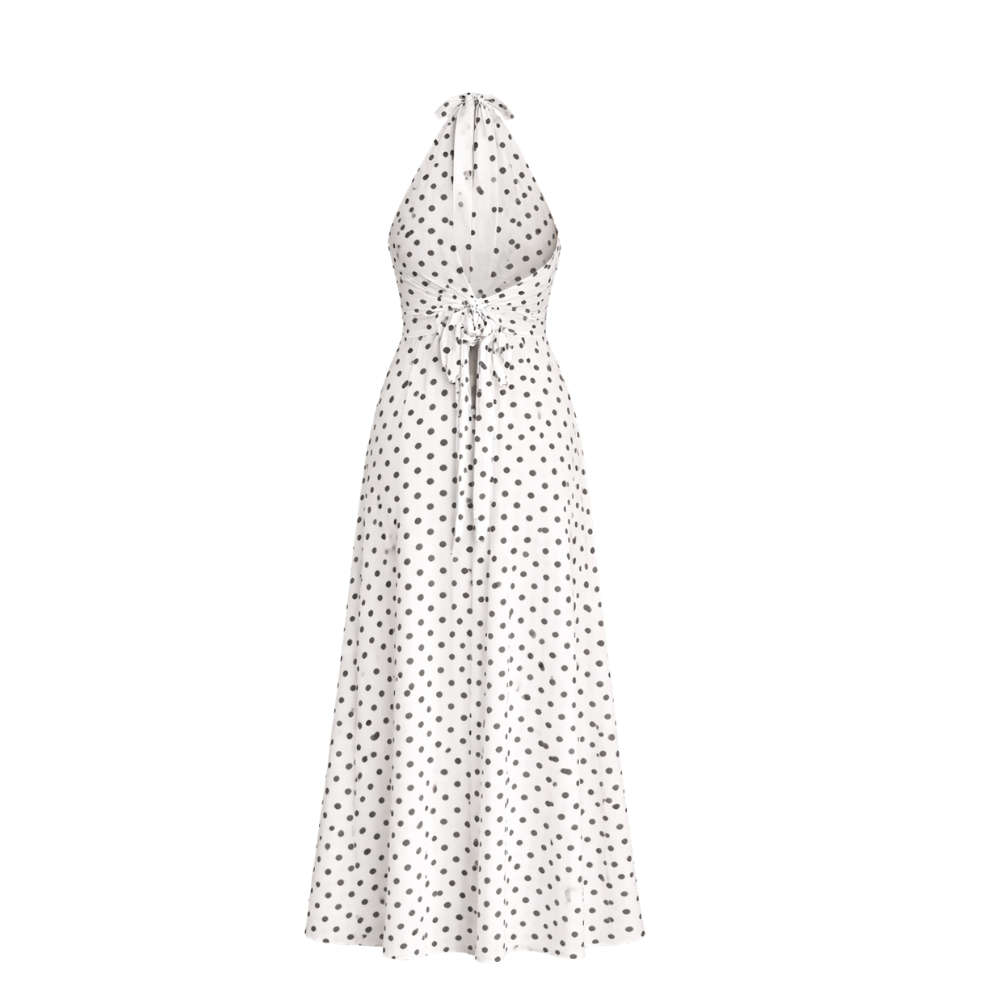 Polka Dot Dress Feminine Design Long Length