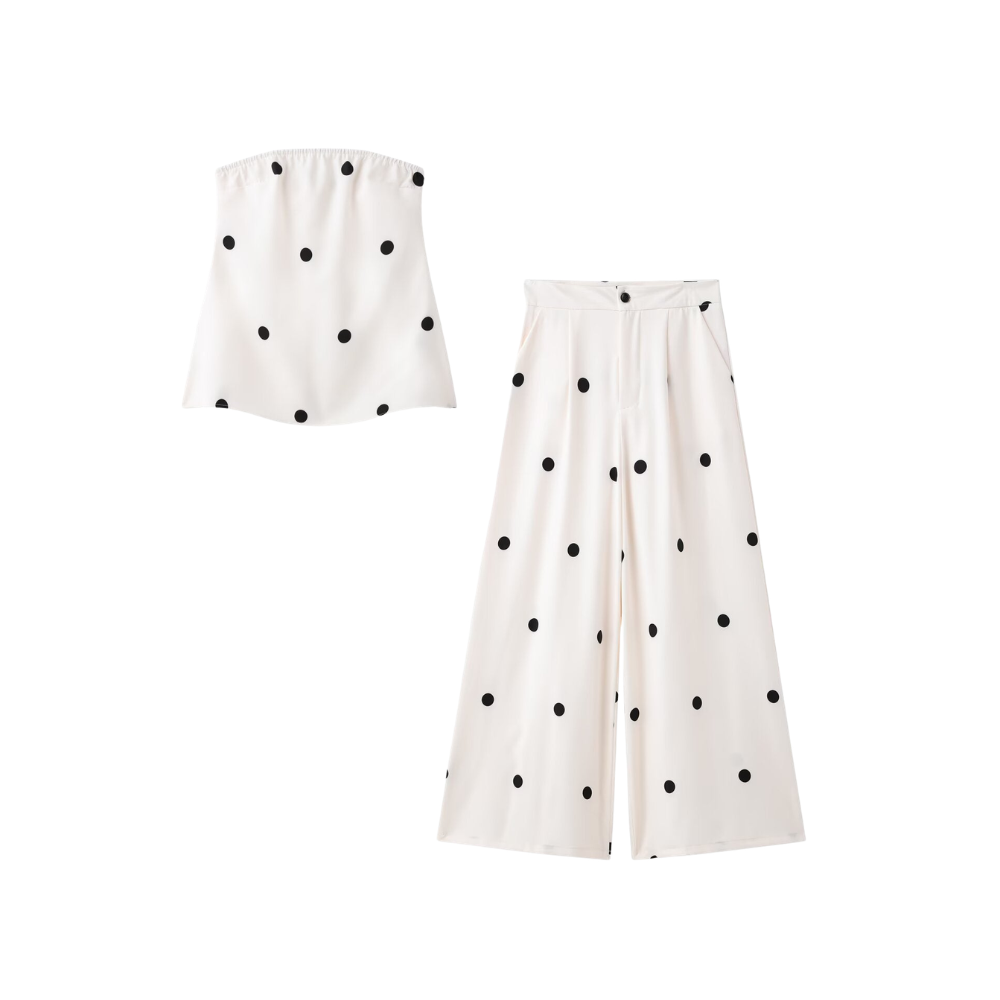 Two-Piece Set | Women's Polka Dot Outfit | Trendy Matching Set