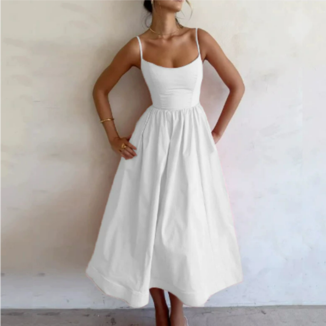 Evening Dress | Elegant Women's Midi, Sleeveless | A-Line Style