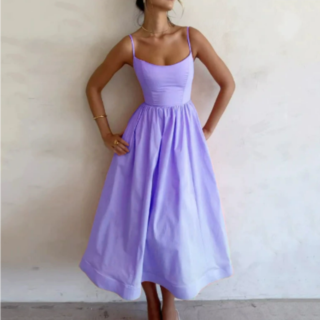 Evening Dress | Elegant Women's Midi, Sleeveless | A-Line Style
