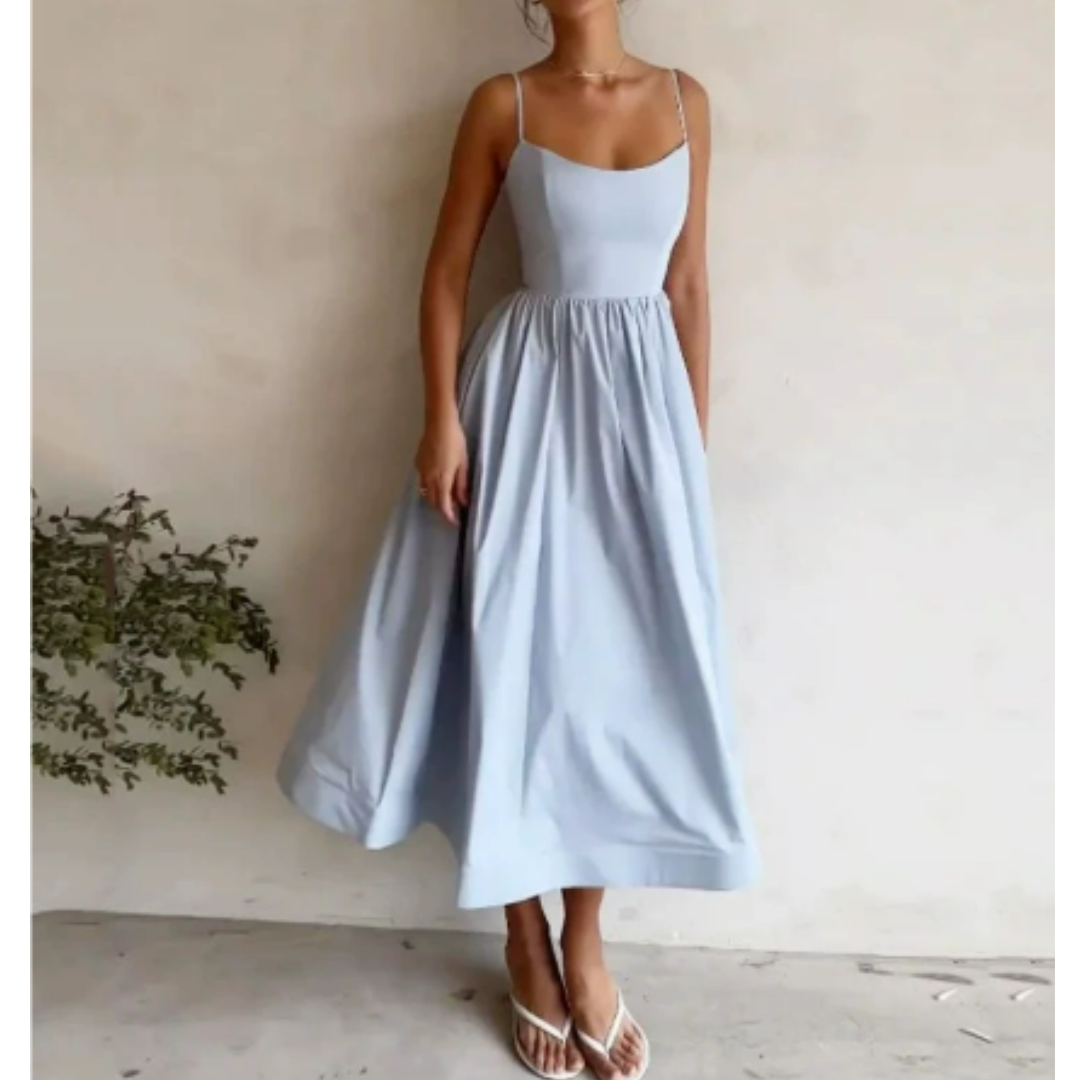 Evening Dress | Elegant Women's Midi, Sleeveless | A-Line Style