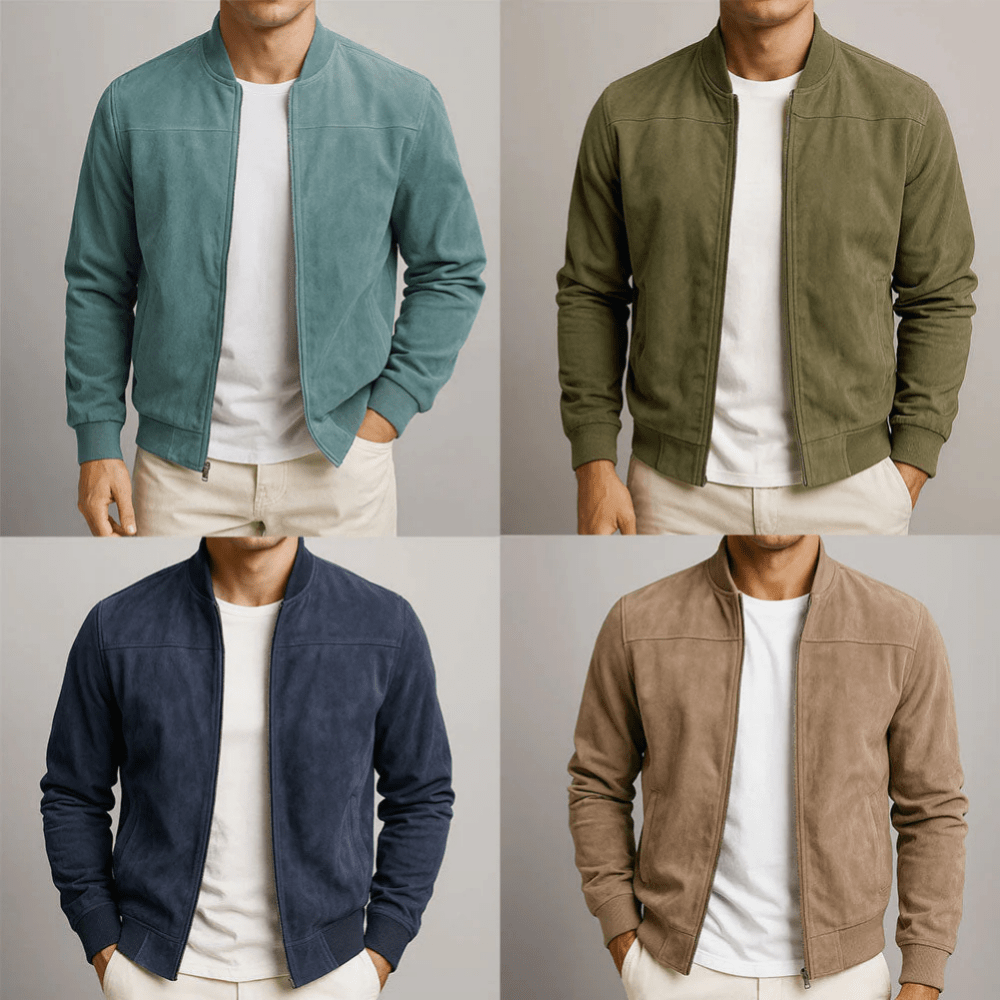 Men's Leather Bomber Jacket | Fitted, Minimalist Design