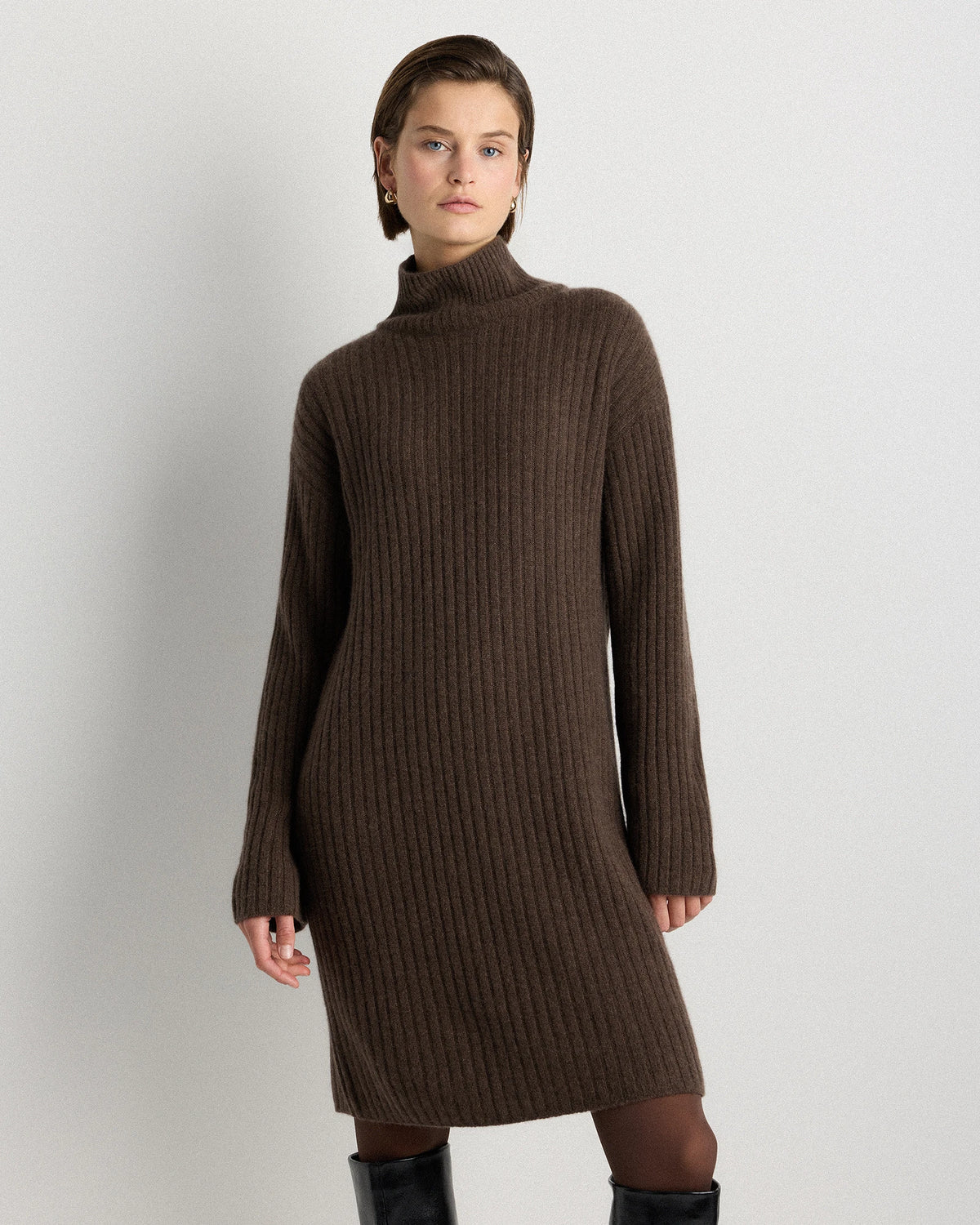 Jumper Dress | Cashmere, Ribbed Knit | Oversized Fit, Turtleneck Style