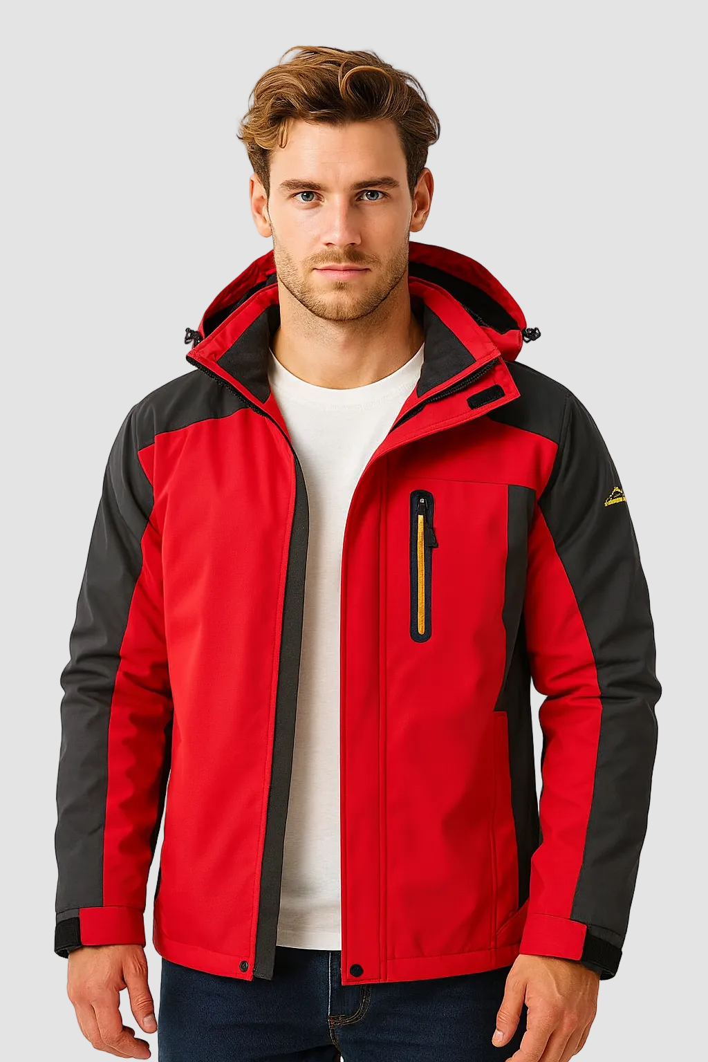 Men fleece lined waterproof winter jacket with adjustable hood