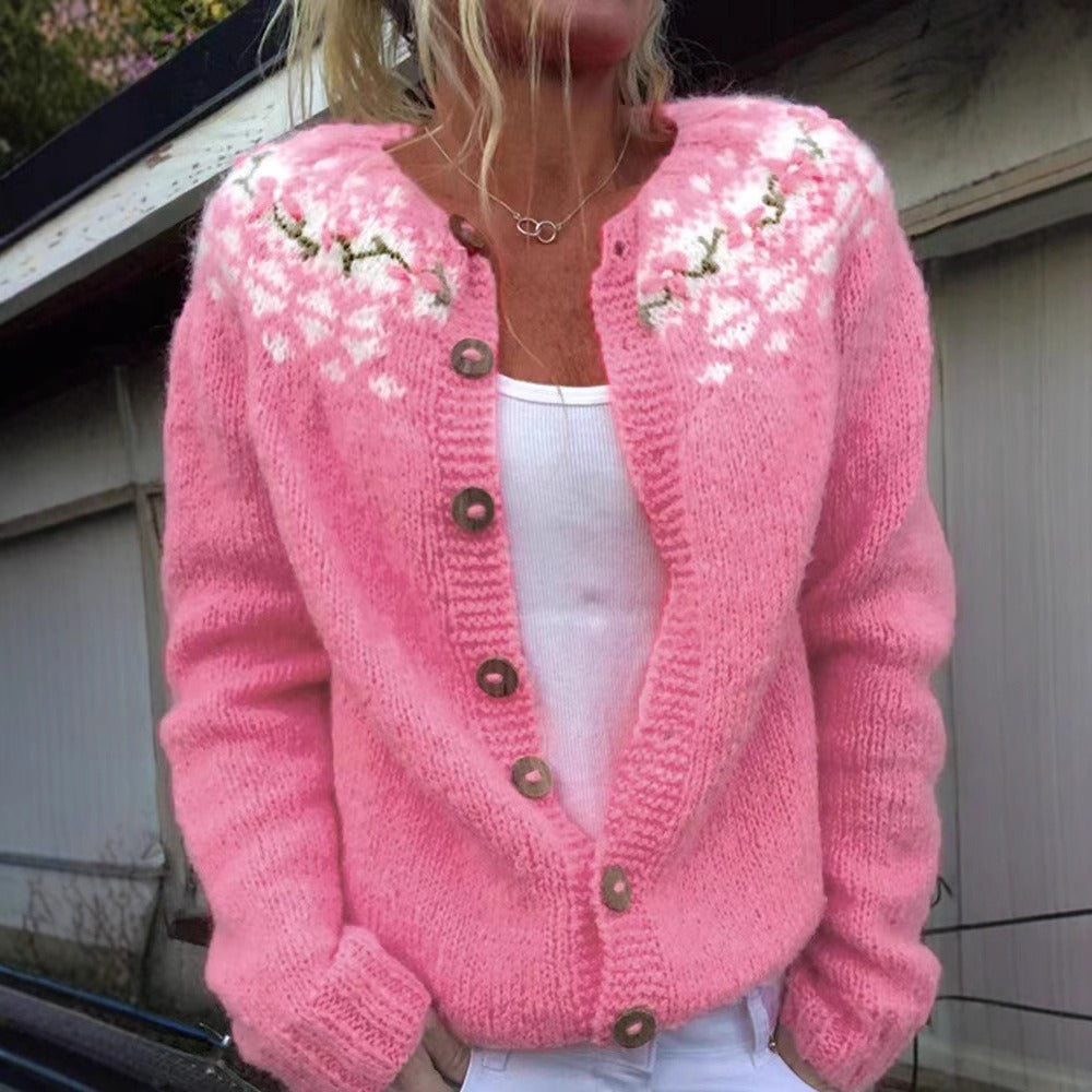 Women's Knit Cardigan | Elegant, Vintage Icelandic Pattern