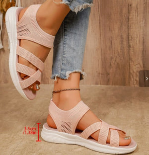 Women's Plateau Sandals | Knit Upper, Rubber Sole | Cushioned