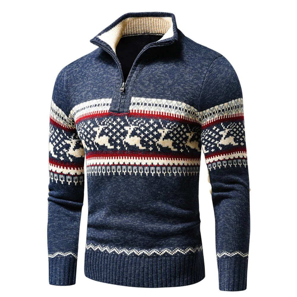 Men's Christmas Sweater | Quarter-Zip Knit Sweater, Winter Design