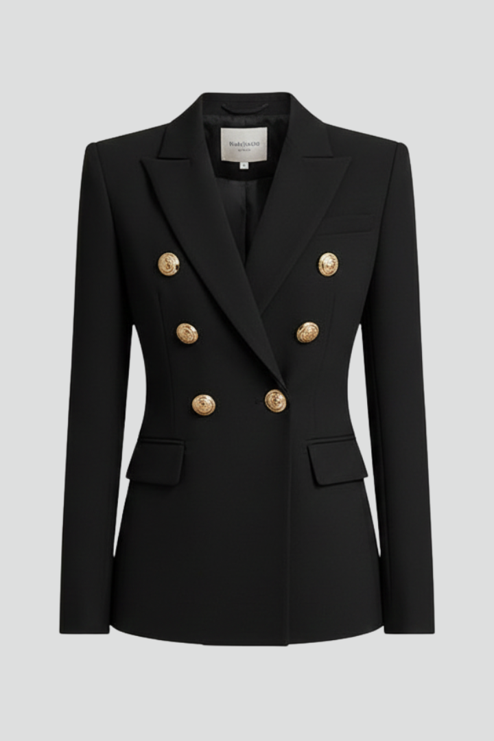 Women's Double-Breasted Sage | with Golden Button Details