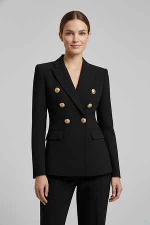 Women's Double-Breasted Sage | with Golden Button Details