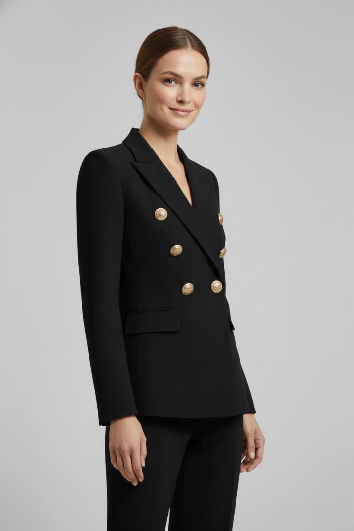Women's Blazer | Double-Breasted, Gold Buttons | Elegant Jacket