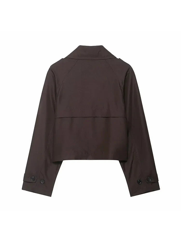 Women's Trench Coat | Short, Double-Breasted | Functional Pockets
