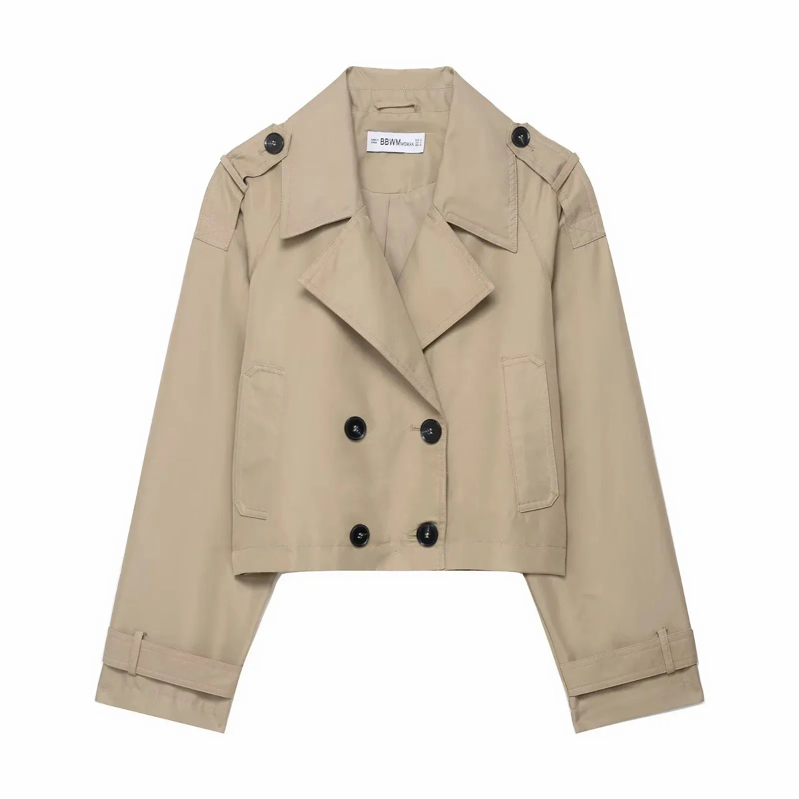 Women's Trench Coat | Short, Double-Breasted | Functional Pockets