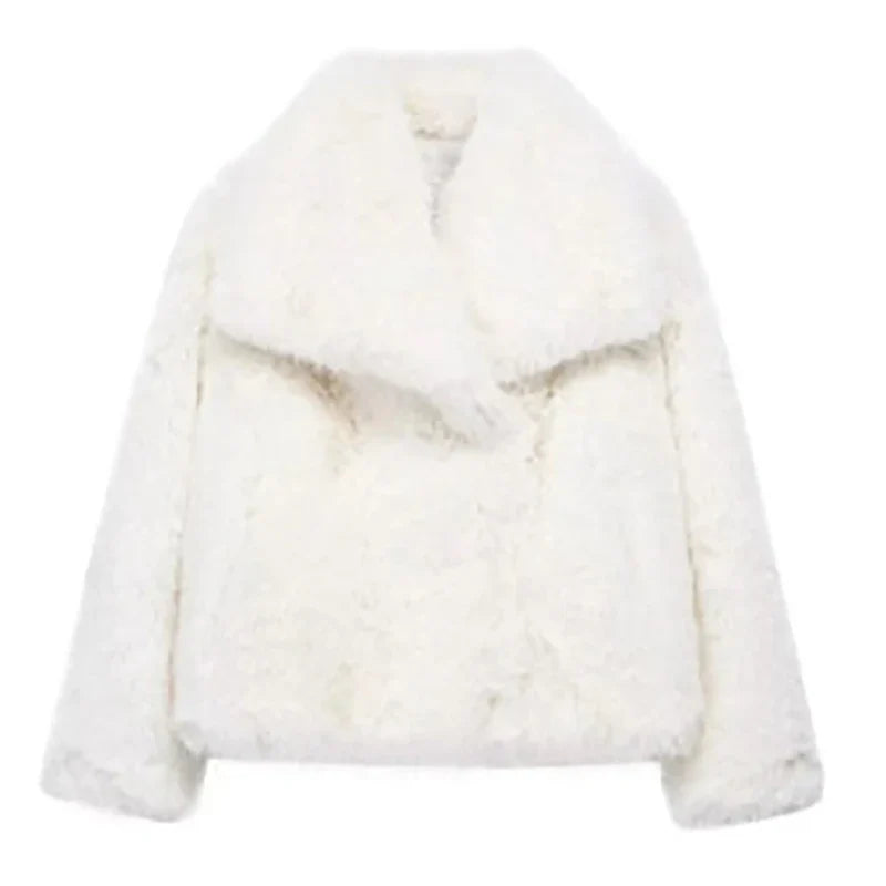 Women's Faux Fur Jacket | Soft Pink Winter Coat | Short