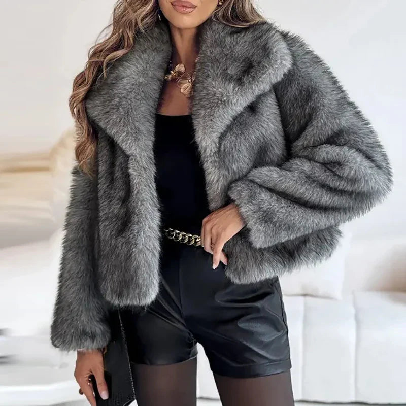 Women's Faux Fur Jacket | Soft Pink Winter Coat | Short