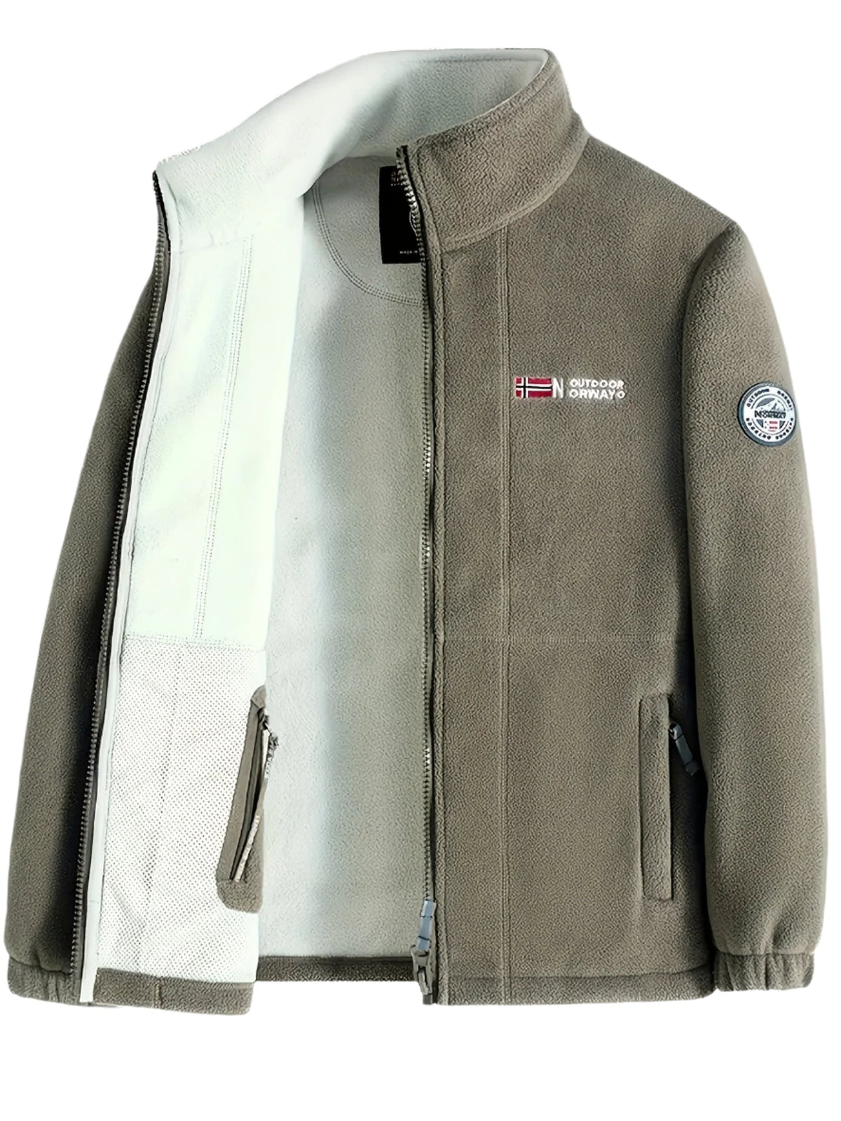 Men zip up fleece sweater jacket warm inner lining sporty fit