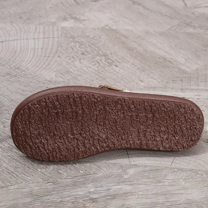 Women plush slipper boots round toe soft cushioned indoor