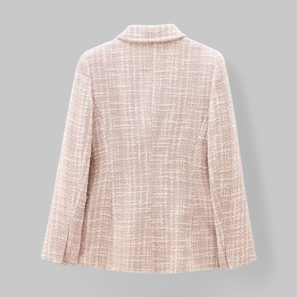 Women's Blazer | Double Breasted, Light Pink Tweed