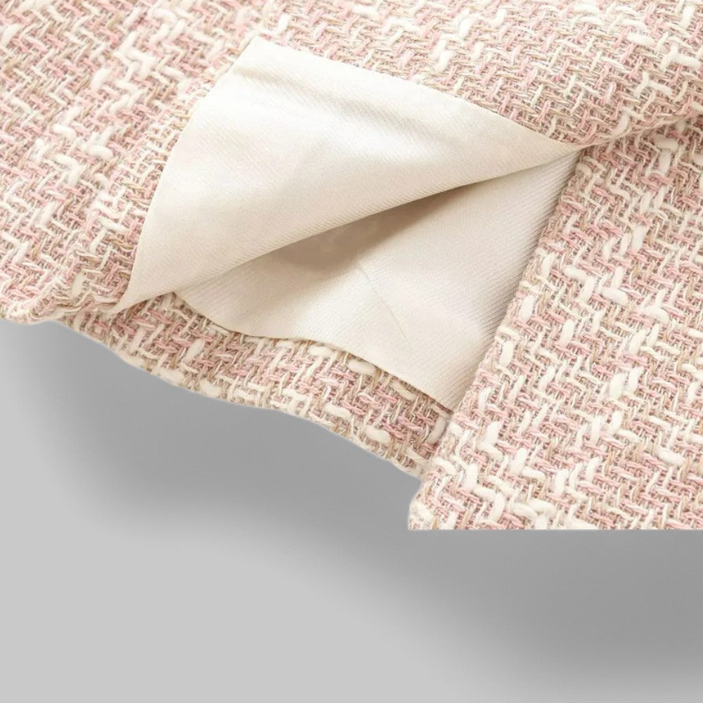 Women's Blazer | Double Breasted, Light Pink Tweed