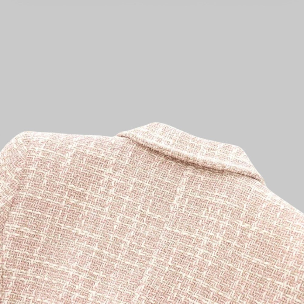 Women's Blazer | Double Breasted, Light Pink Tweed